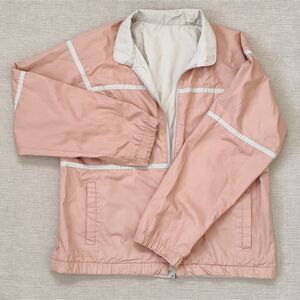London Fog Vintage Reversible Jacket Tan Copper Peach Stripe Pocket Collar Med